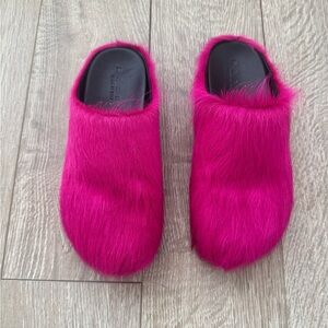 Fuchsia Faux Fur Women's Mules